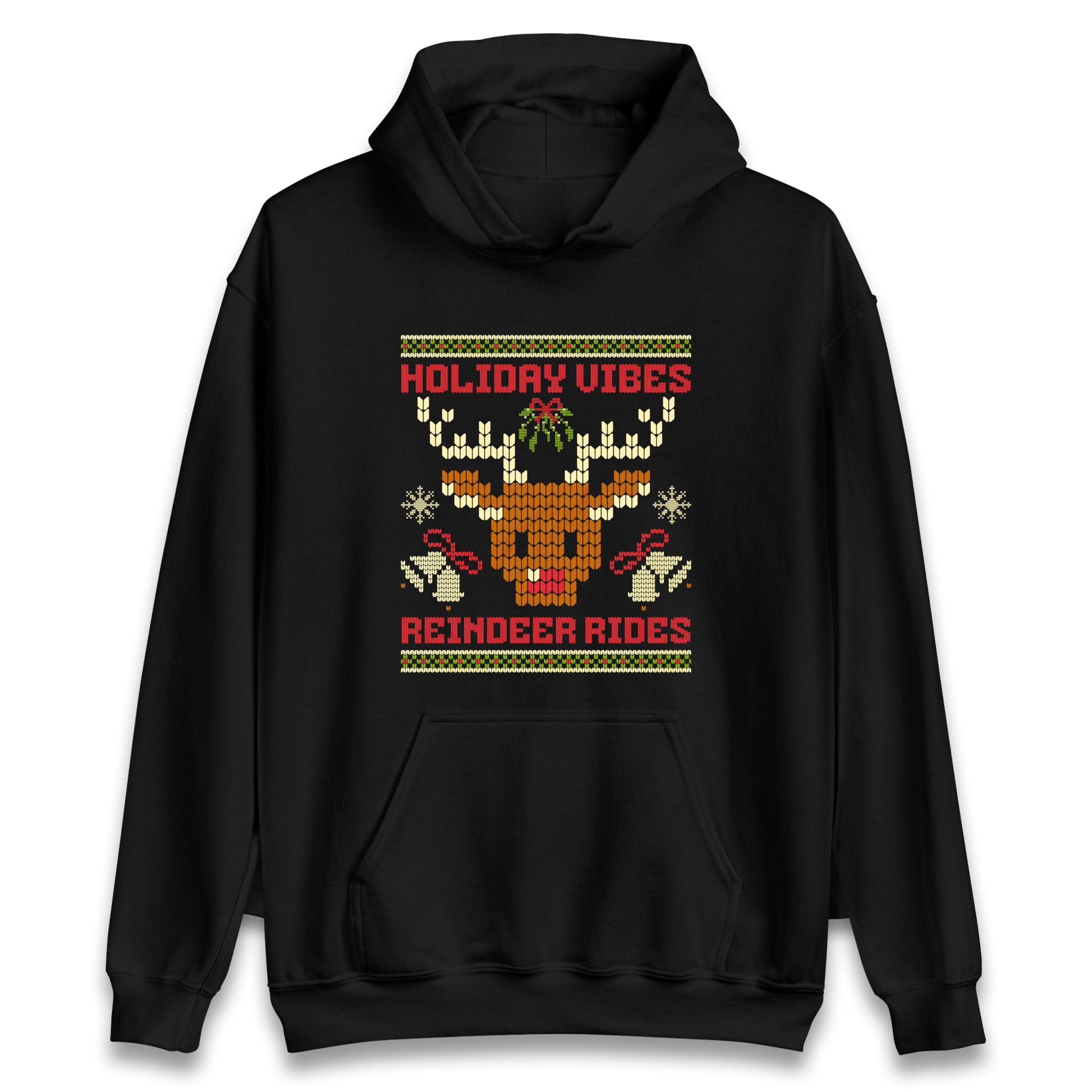 Holiday Vibes Reindeer Rides Christmas Hoodie