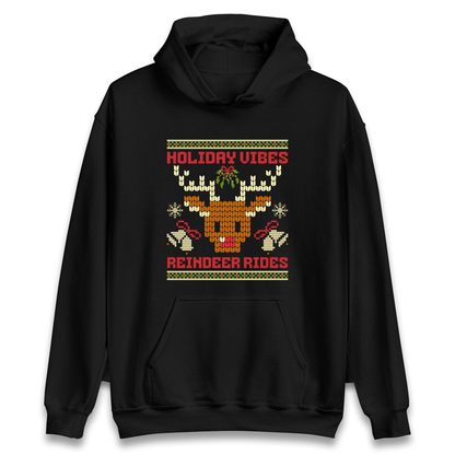 Holiday Vibes Reindeer Rides Christmas Hoodie