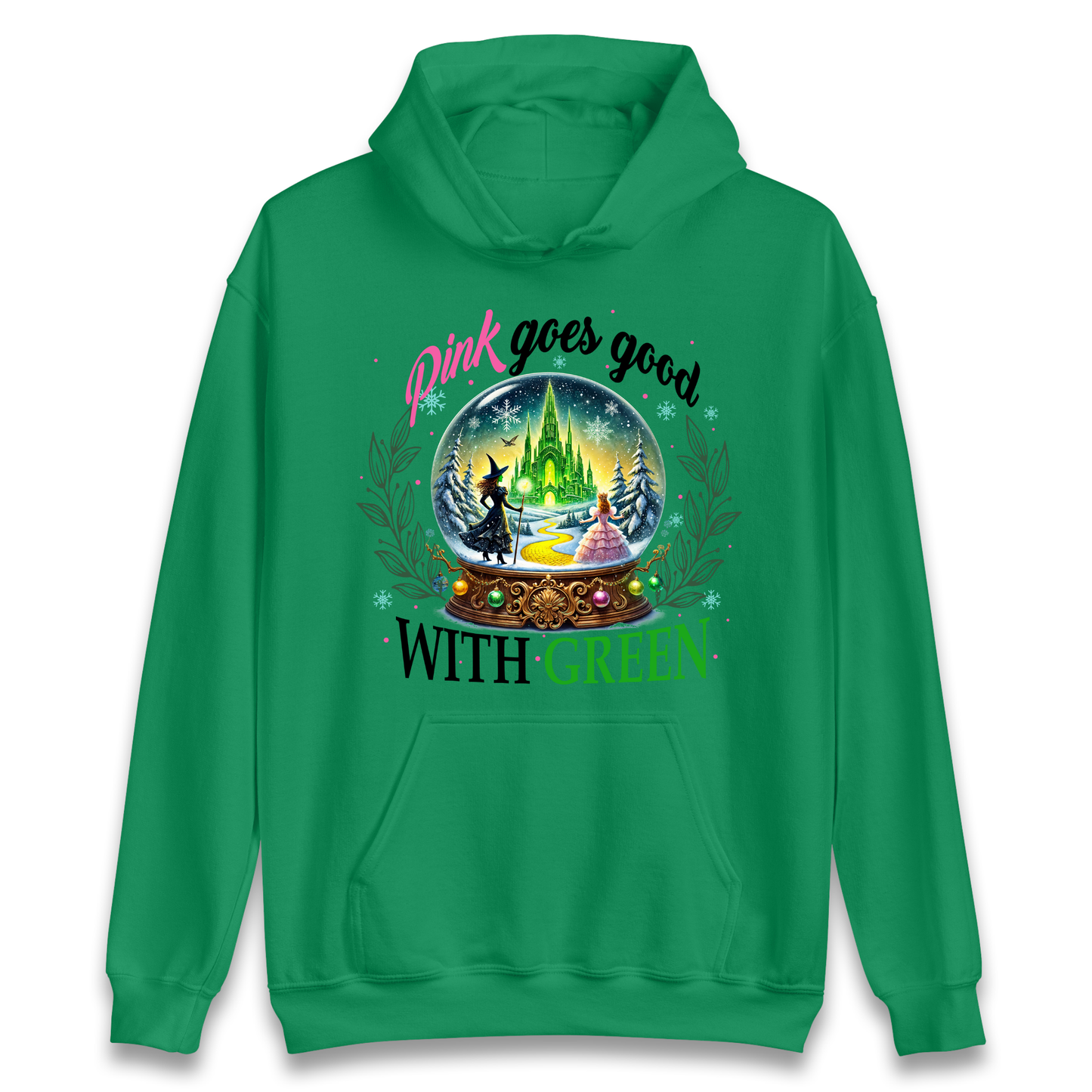 Wicked Pink Goes Good With Green Hoodie