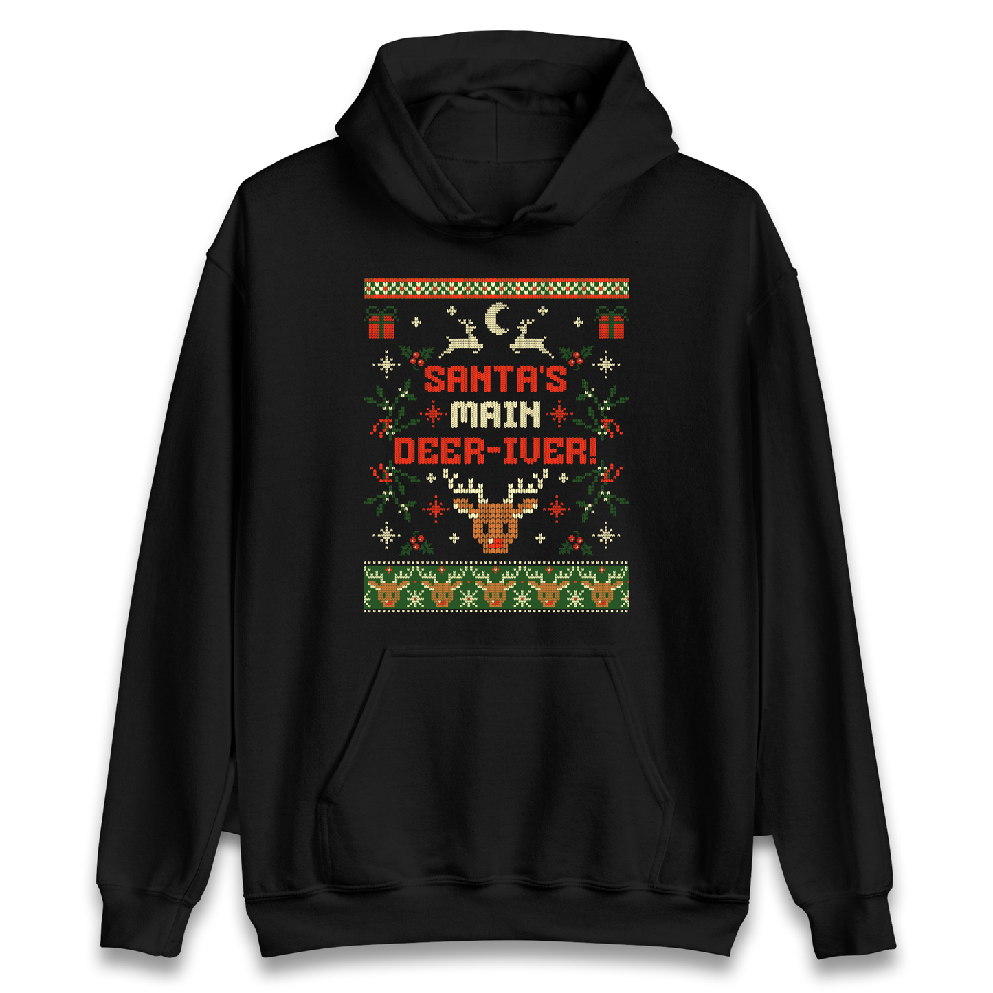 Santas Main Deer iver Christmas Hoodie