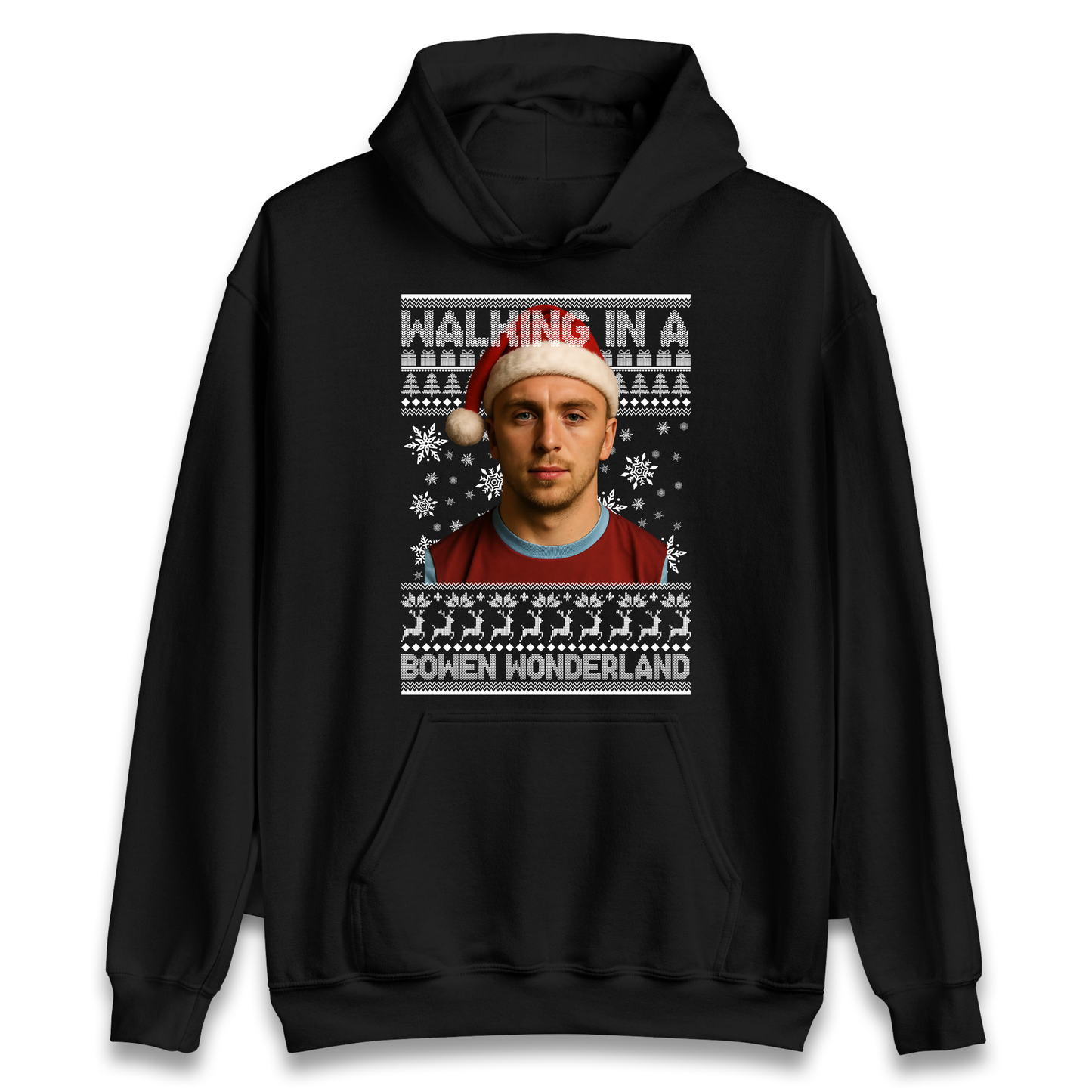 Jared Bowen walking in a Bowen Wonderland Christmas Hoodie