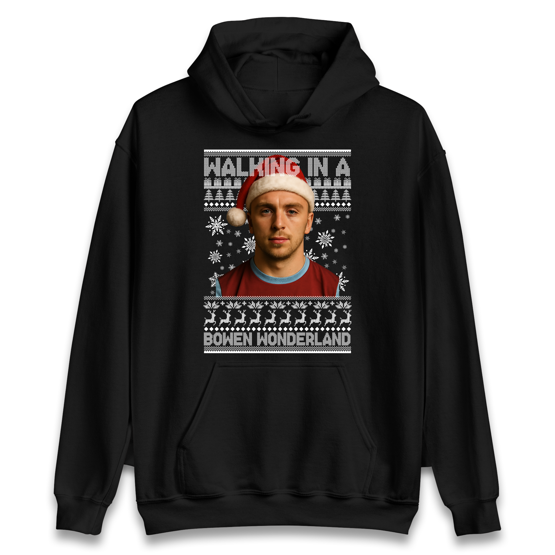 Jared Bowen walking in a Bowen Wonderland Christmas Hoodie