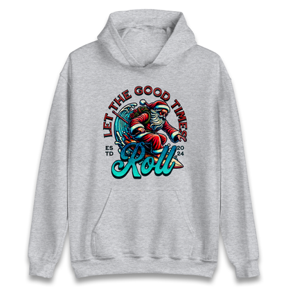 Santa Surfing Let The Good Times Roll Christmas Hoodie