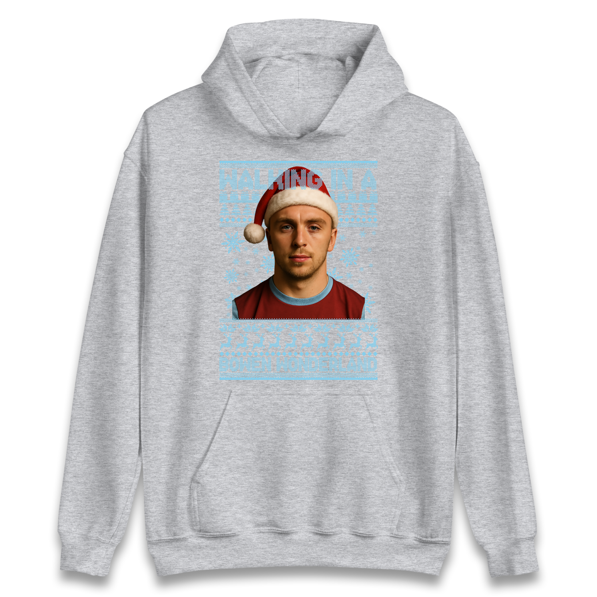 Jared Bowen walking in a Bowen Wonderland Christmas Hoodie