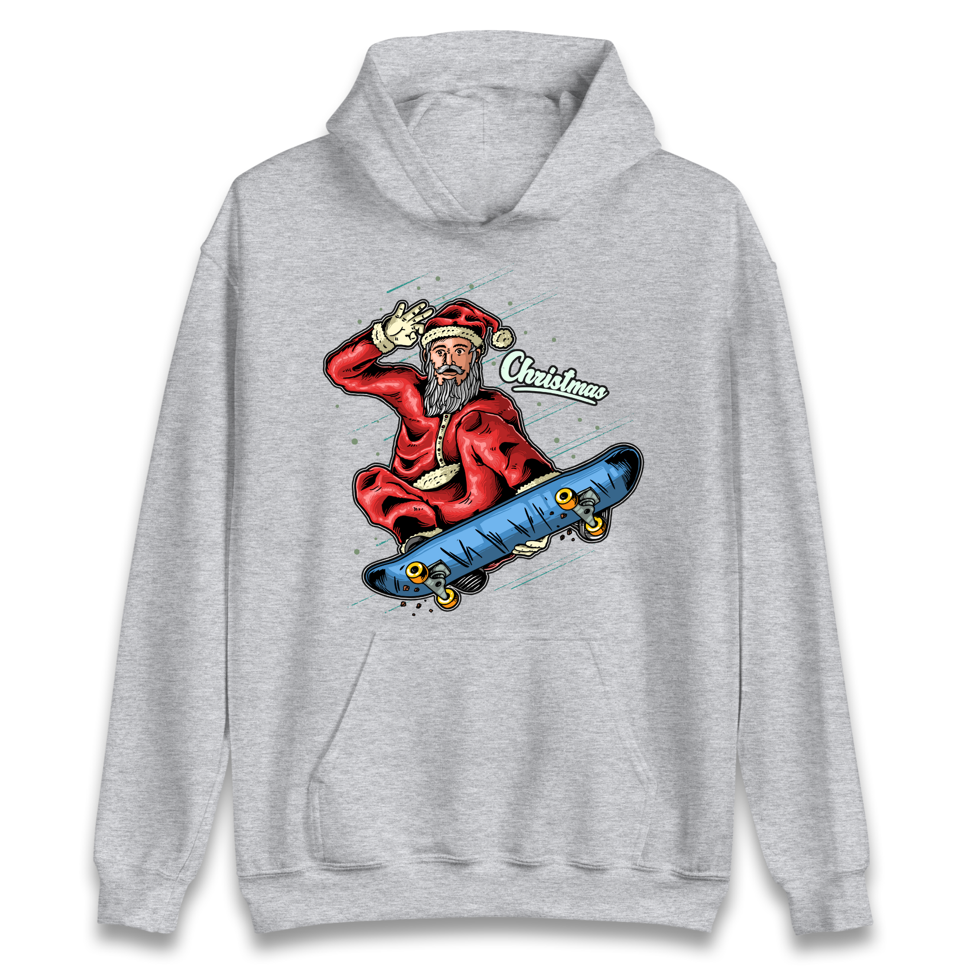 Santa Skateboarding Christmas Hoodie