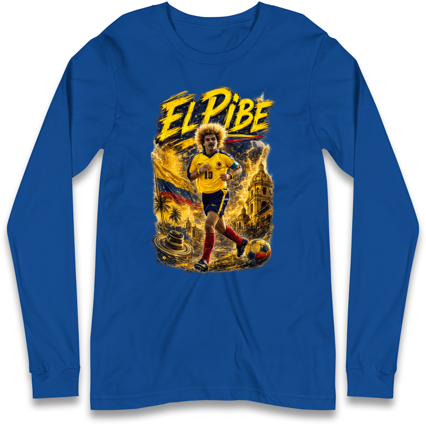 Carlos Valderrama Colombia Football Longsleeve T Shirt