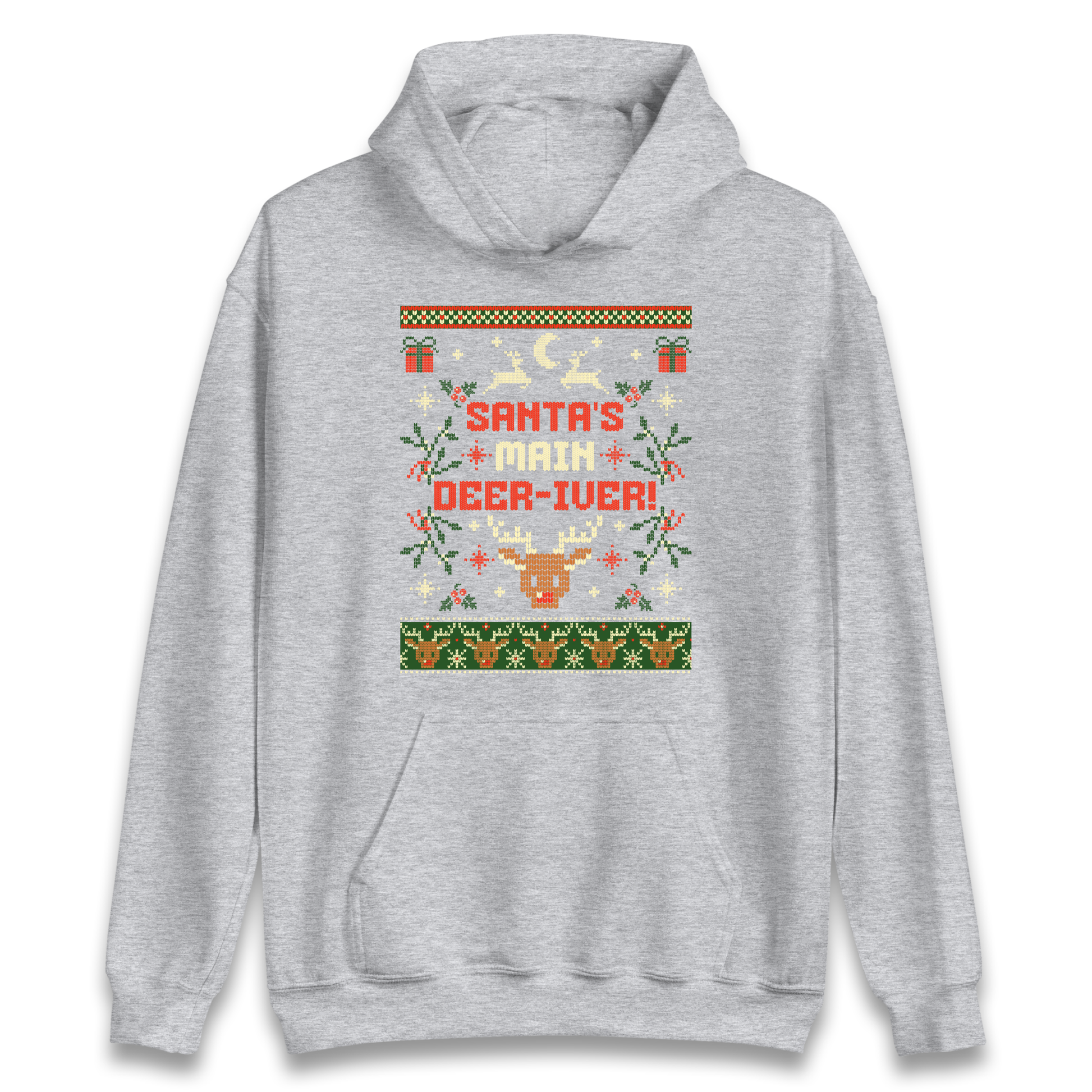 Santas Main Deer iver Christmas Hoodie