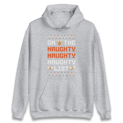 On The Naughty Naughty Naughty List Christmas Hoodie