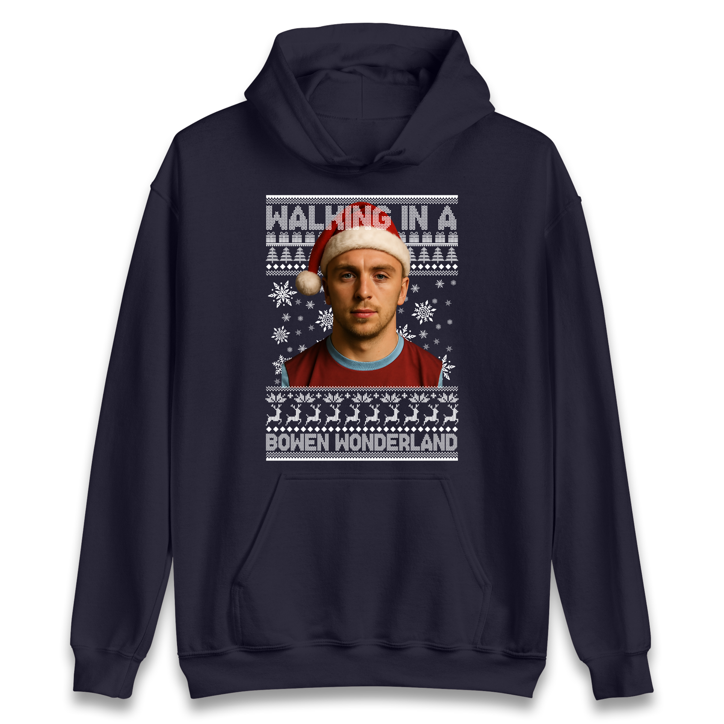 Jared Bowen walking in a Bowen Wonderland Christmas Hoodie