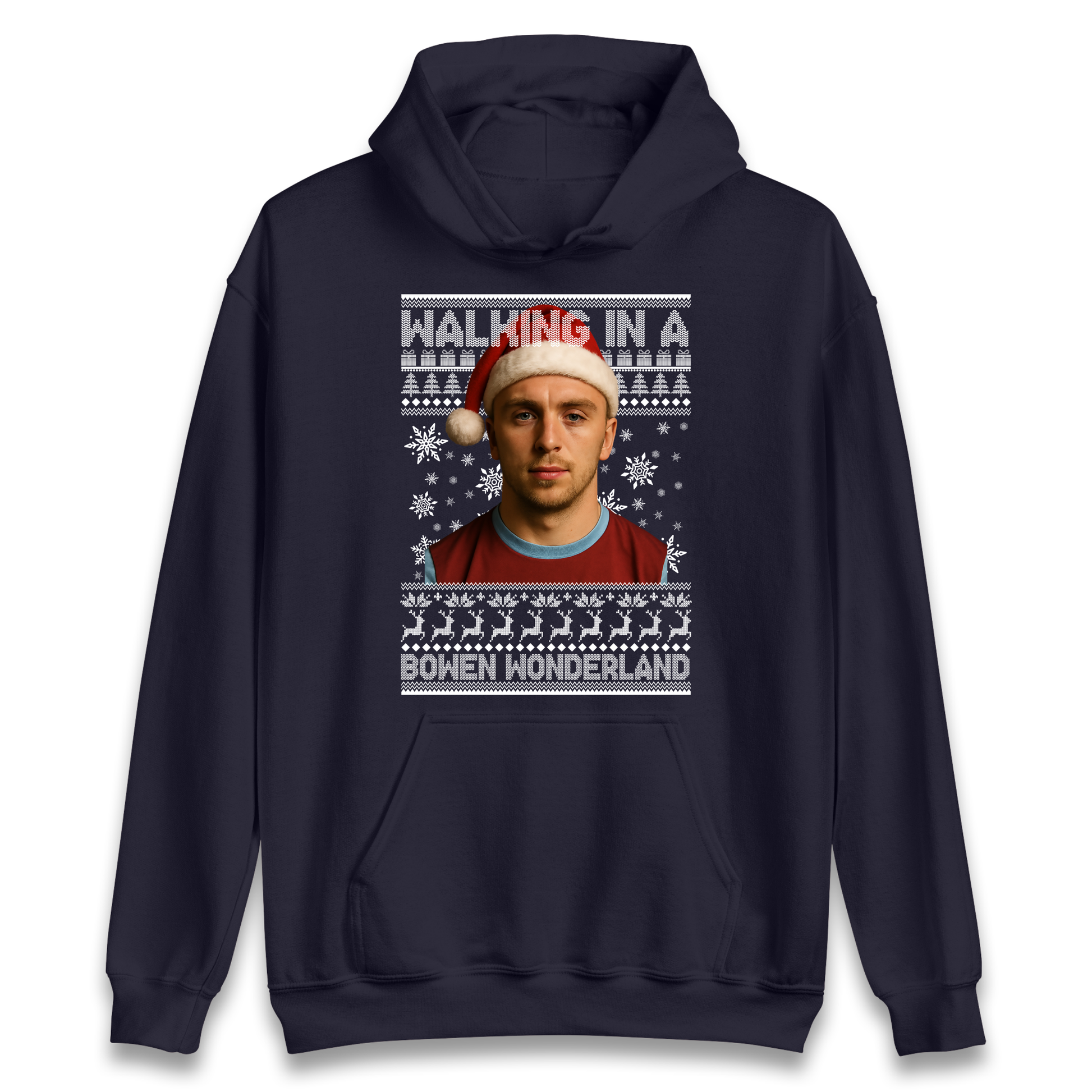 Jared Bowen walking in a Bowen Wonderland Christmas Hoodie