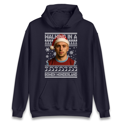 Jared Bowen walking in a Bowen Wonderland Christmas Hoodie