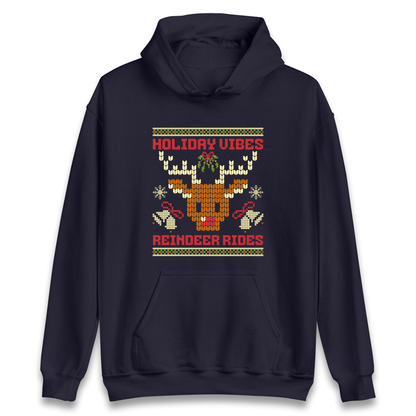 Holiday Vibes Reindeer Rides Christmas Hoodie