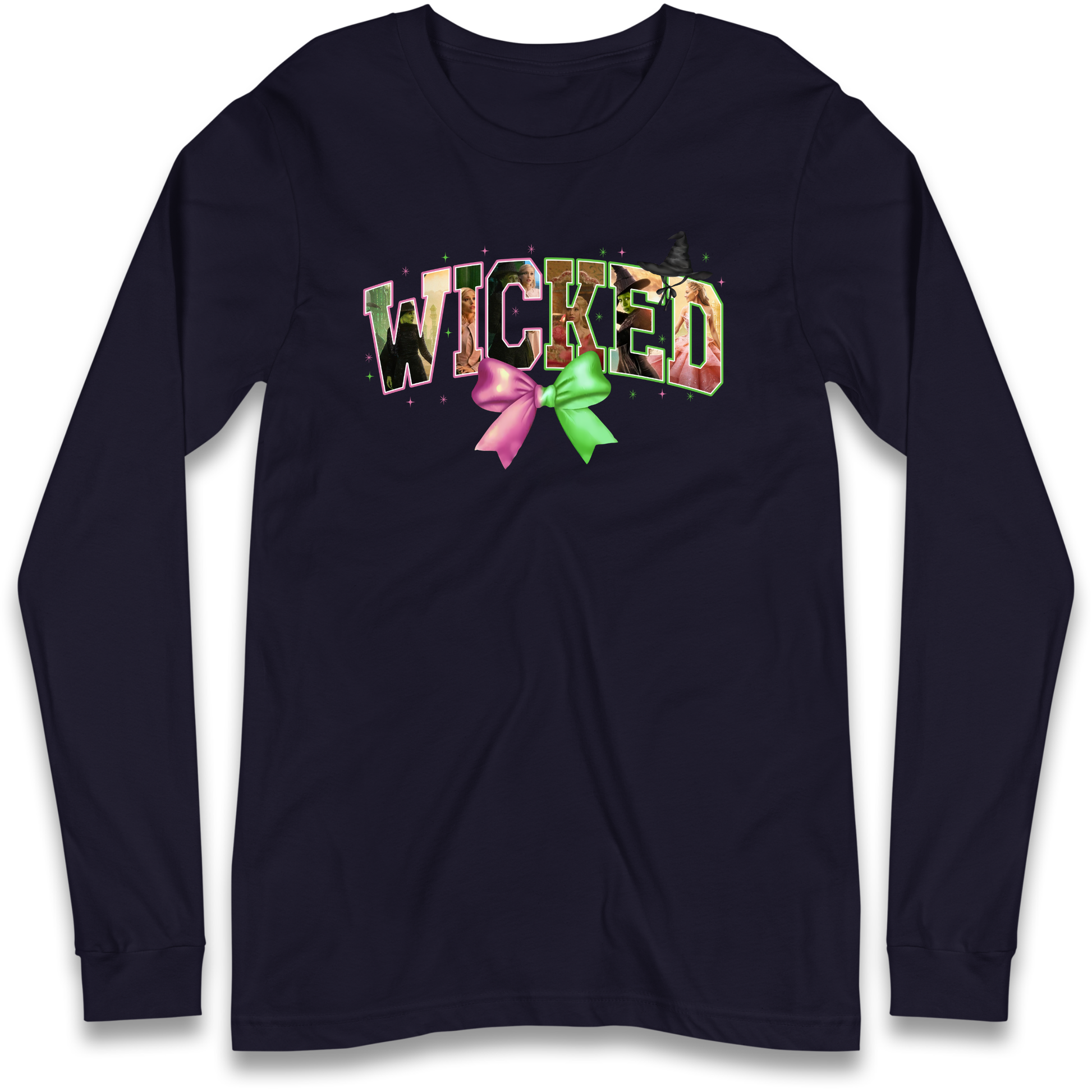 Wicked Pink and Green Bow Longsleeve T Shirt