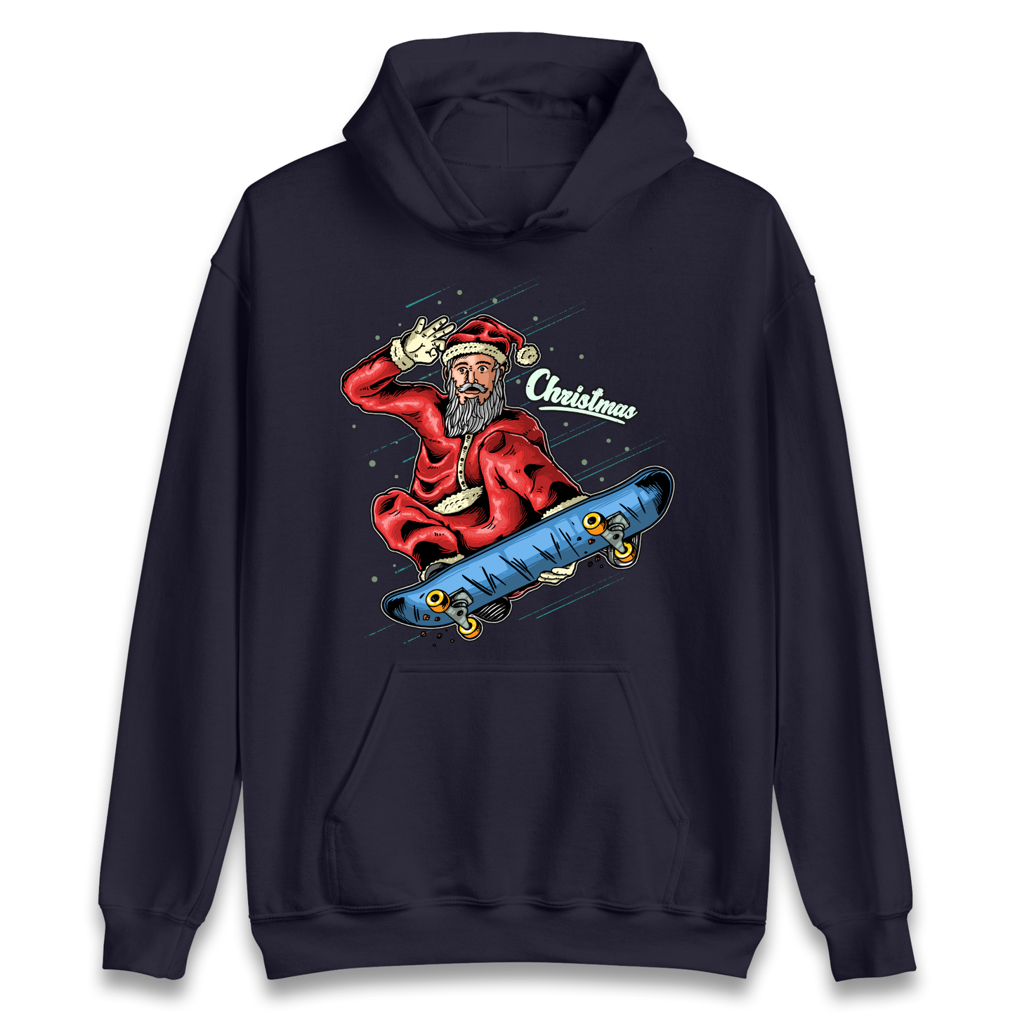Santa Skateboarding Christmas Hoodie