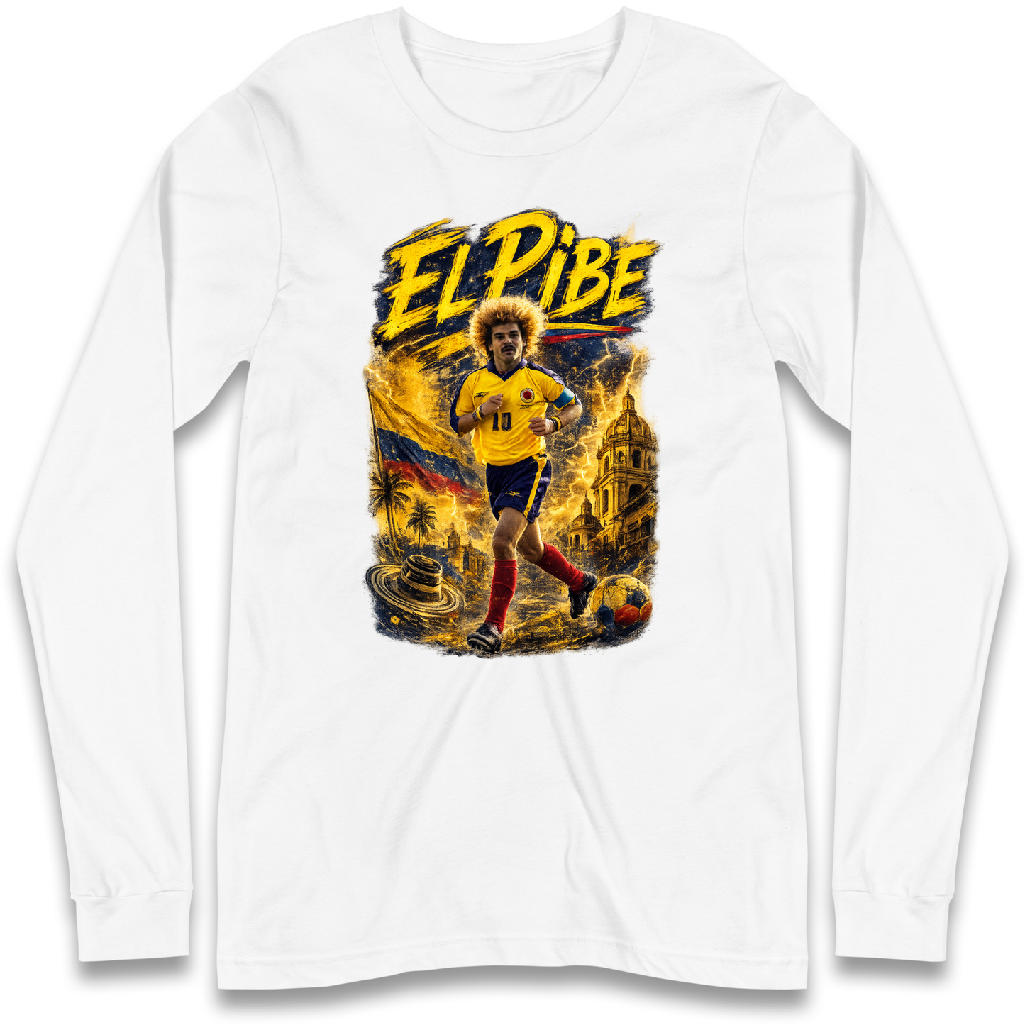 Carlos Valderrama Colombia Football Longsleeve T Shirt