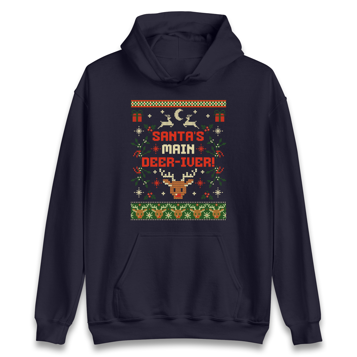 Santas Main Deer iver Christmas Hoodie