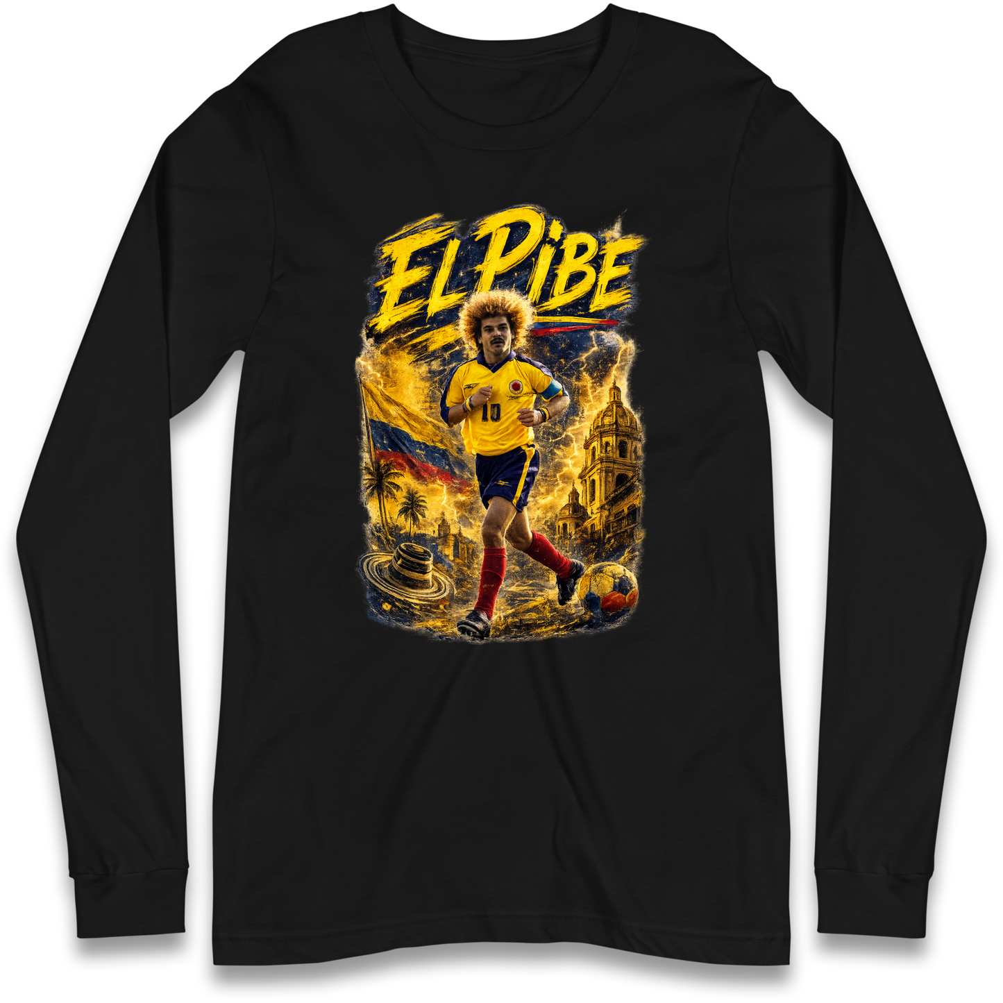 Carlos Valderrama Colombia Football Longsleeve T Shirt