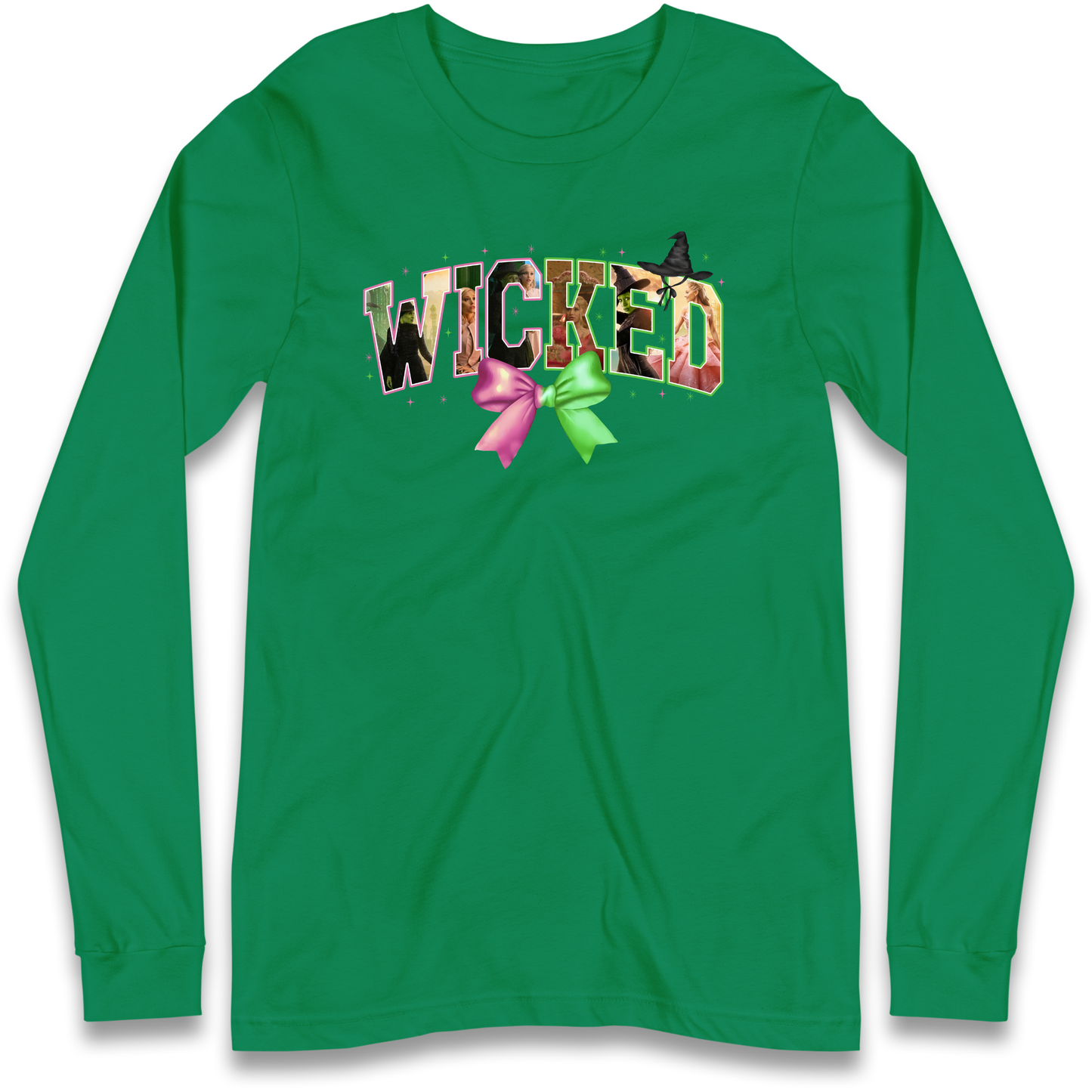 Wicked Pink and Green Bow Longsleeve T Shirt