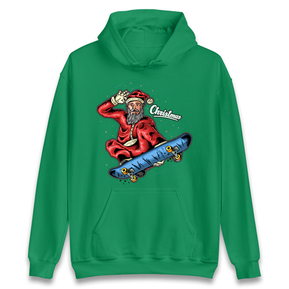 Santa Skateboarding Christmas Hoodie