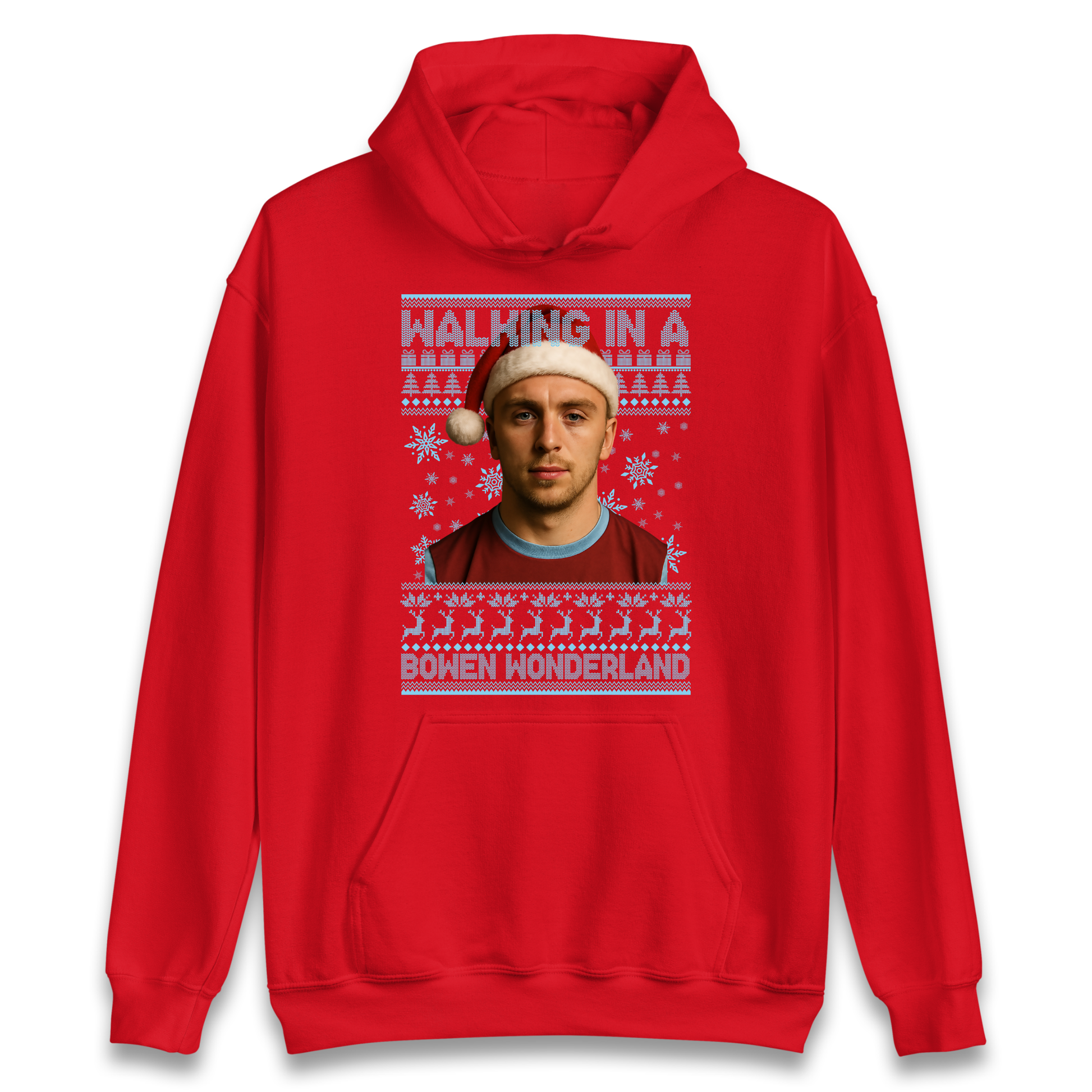 Jared Bowen walking in a Bowen Wonderland Christmas Hoodie