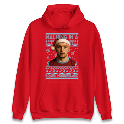 Jared Bowen walking in a Bowen Wonderland Christmas Hoodie