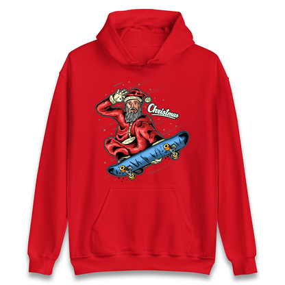 Santa Skateboarding Christmas Hoodie