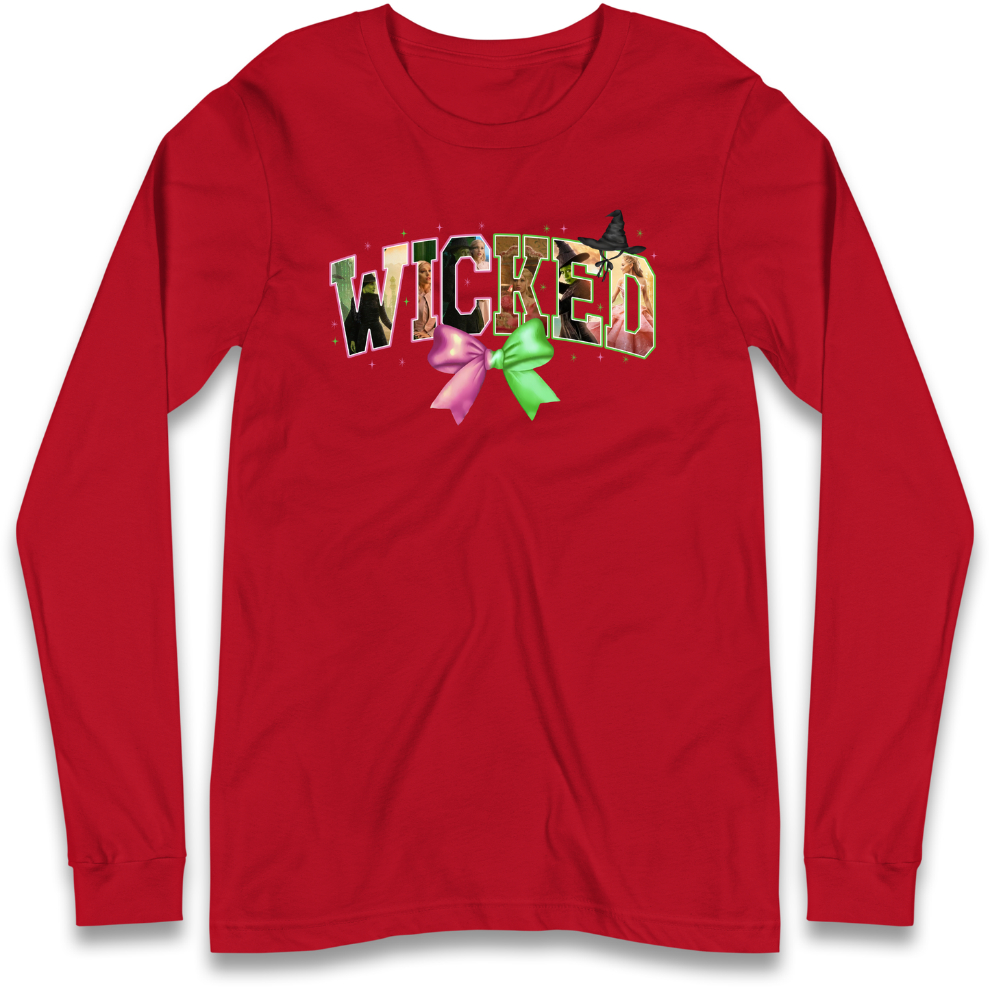 Wicked Pink and Green Bow Longsleeve T Shirt