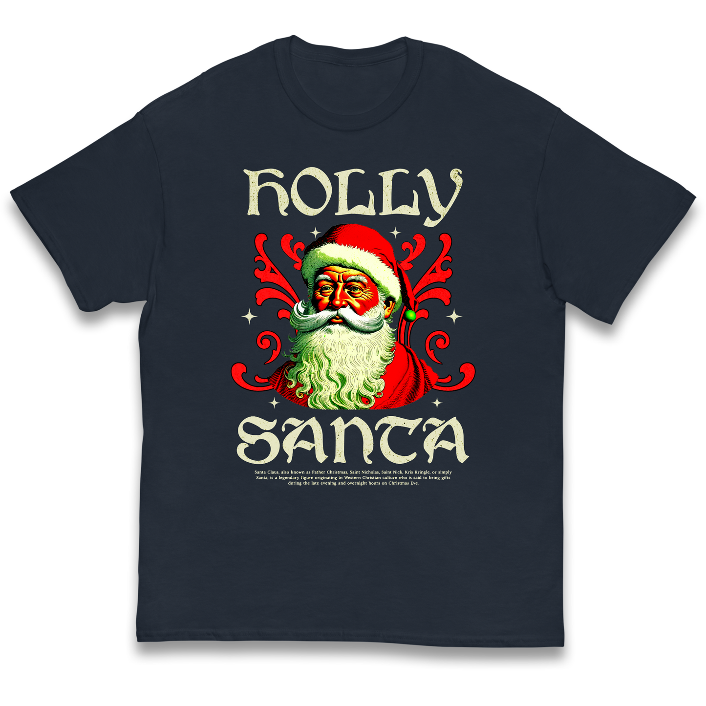 Holly Santa Christmas kids t shirt