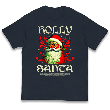 Holly Santa Christmas kids t shirt