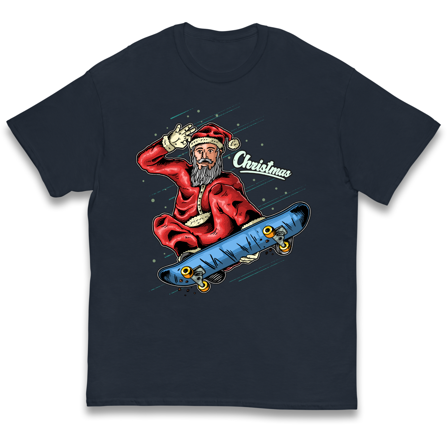Santa Skateboarding Christmas kids t shirt