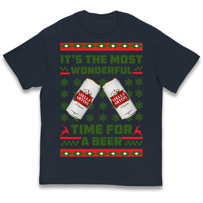 Its The Most Wonderful Time for A Beer Stella Christmas kids t shirt