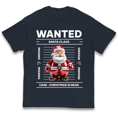 Wanted Santa Claus Christmas kids t shirt