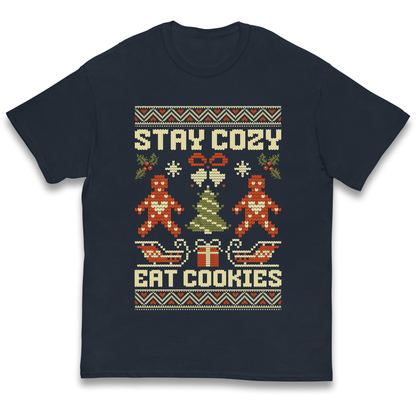 Stay Cozy Eat Cookies Christmas kids t shirt