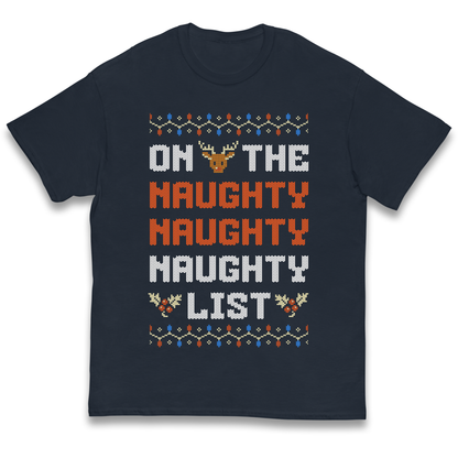 On The Naughty Naughty Naughty List Christmas kids t shirt