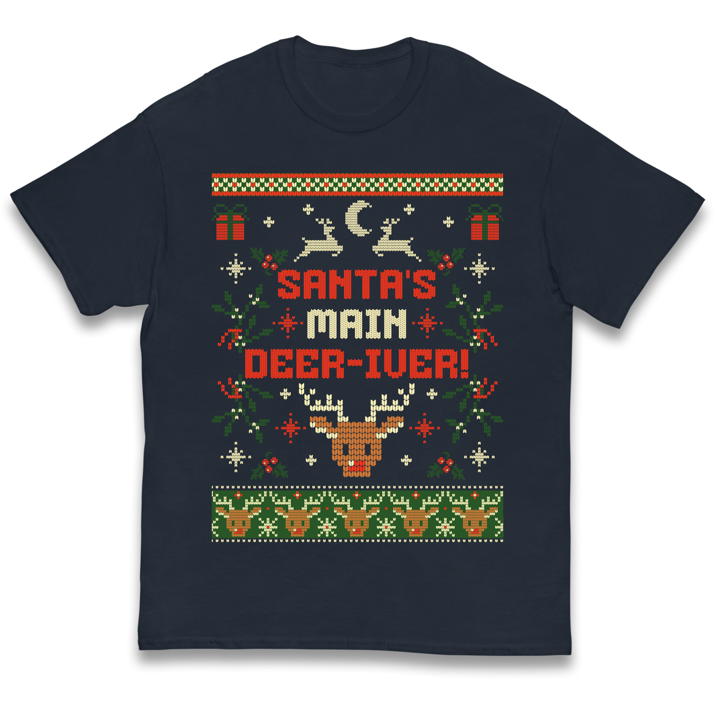 Santas Main Deer iver Christmas kids t shirt