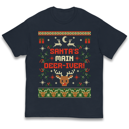 Santas Main Deer iver Christmas kids t shirt