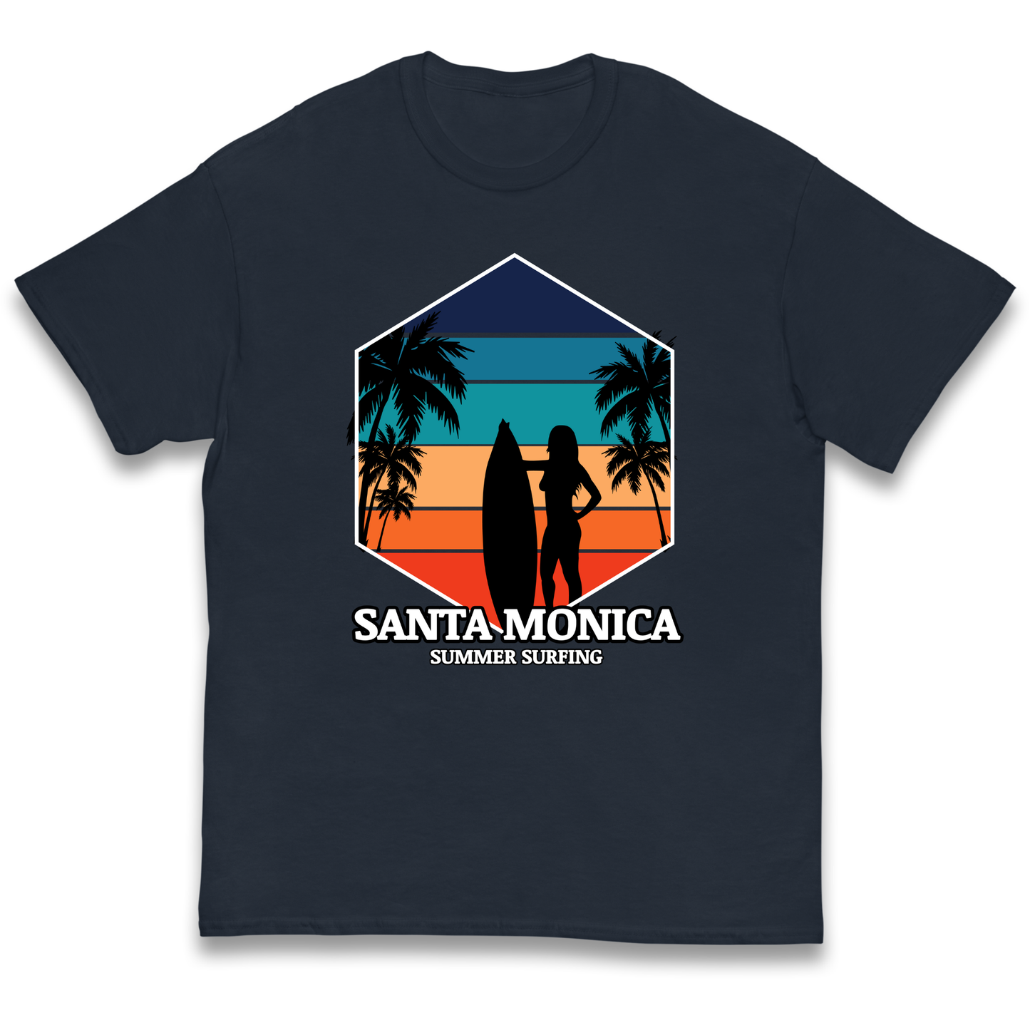 Santa Monica Summer Surfing kids t shirt