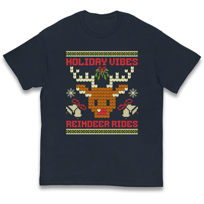Holiday Vibes Reindeer Rides Christmas kids t shirt