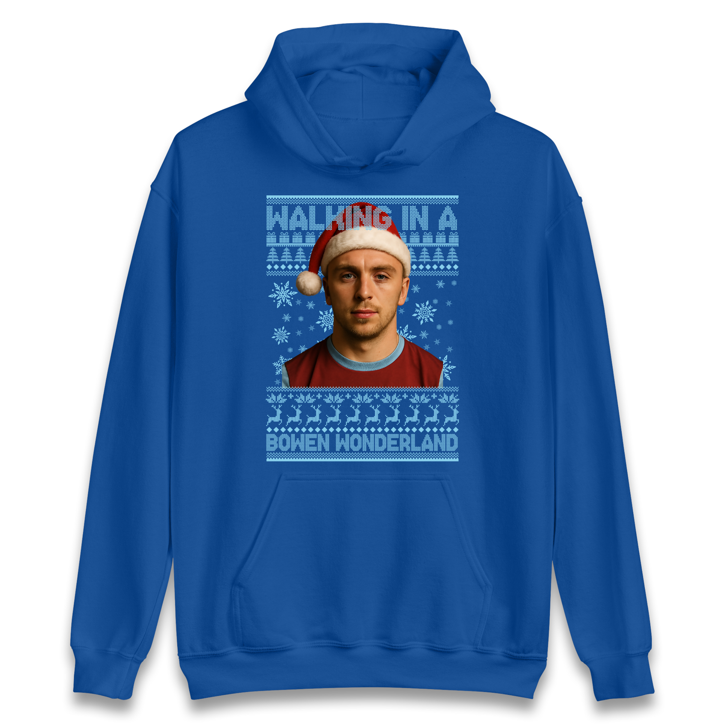 Jared Bowen walking in a Bowen Wonderland Christmas Hoodie