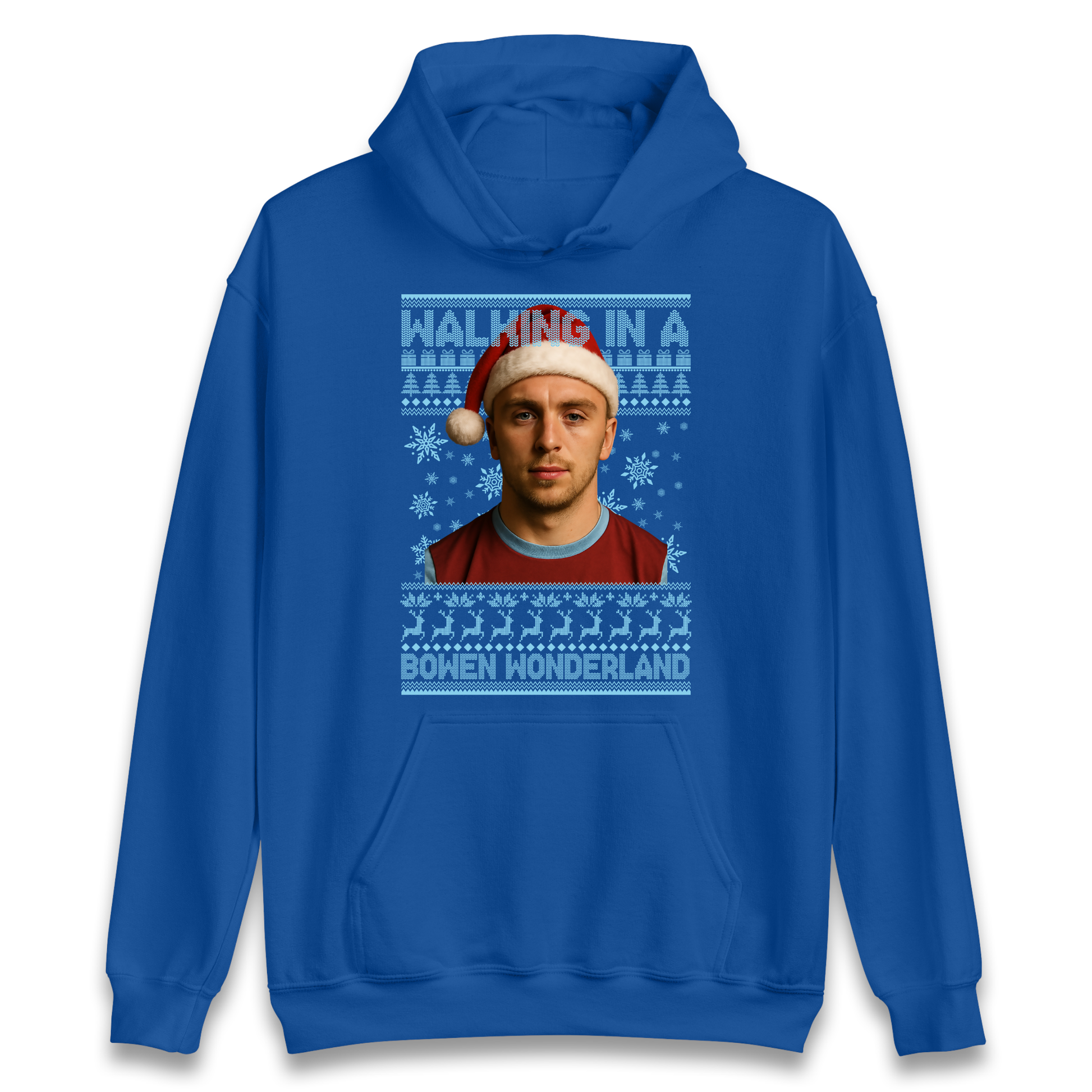 Jared Bowen walking in a Bowen Wonderland Christmas Hoodie