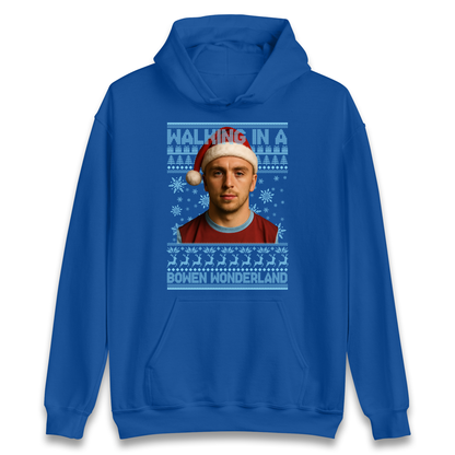 Jared Bowen walking in a Bowen Wonderland Christmas Hoodie