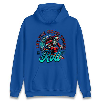 Santa Surfing Let The Good Times Roll Christmas Hoodie