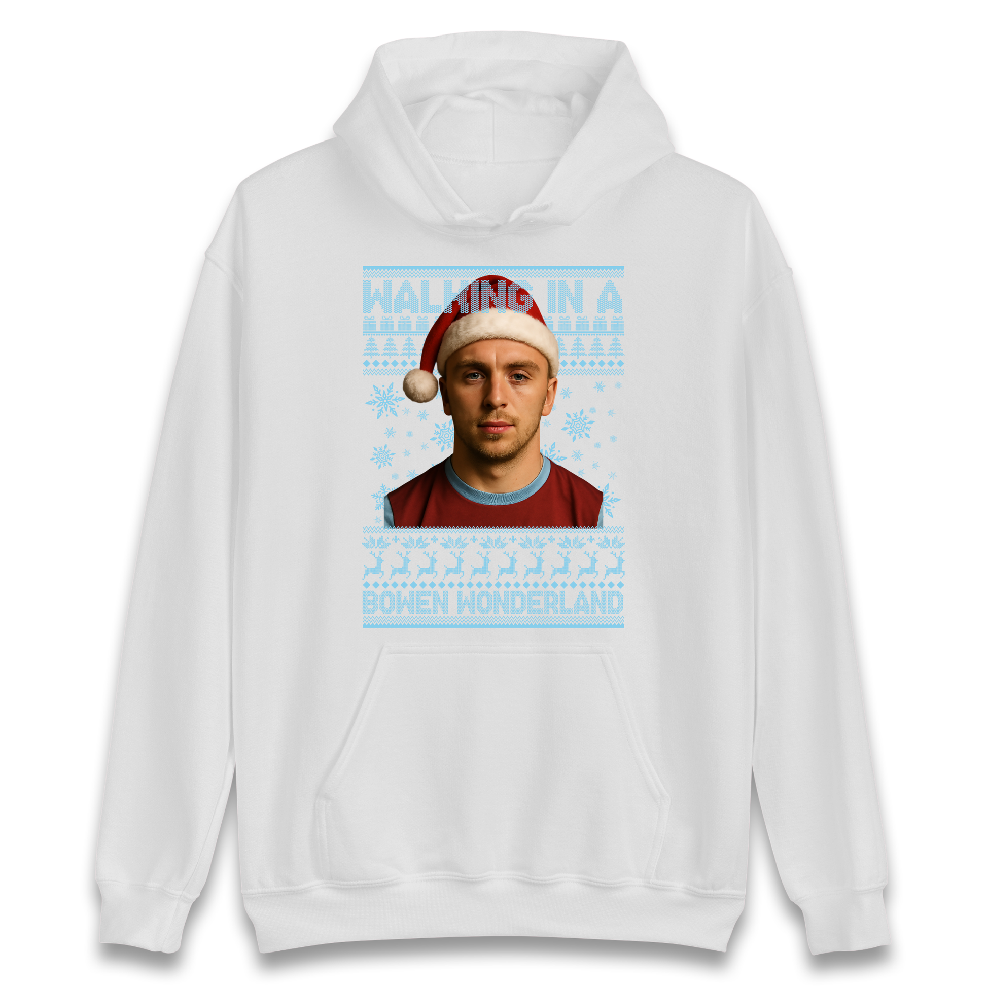 Jared Bowen walking in a Bowen Wonderland Christmas Hoodie