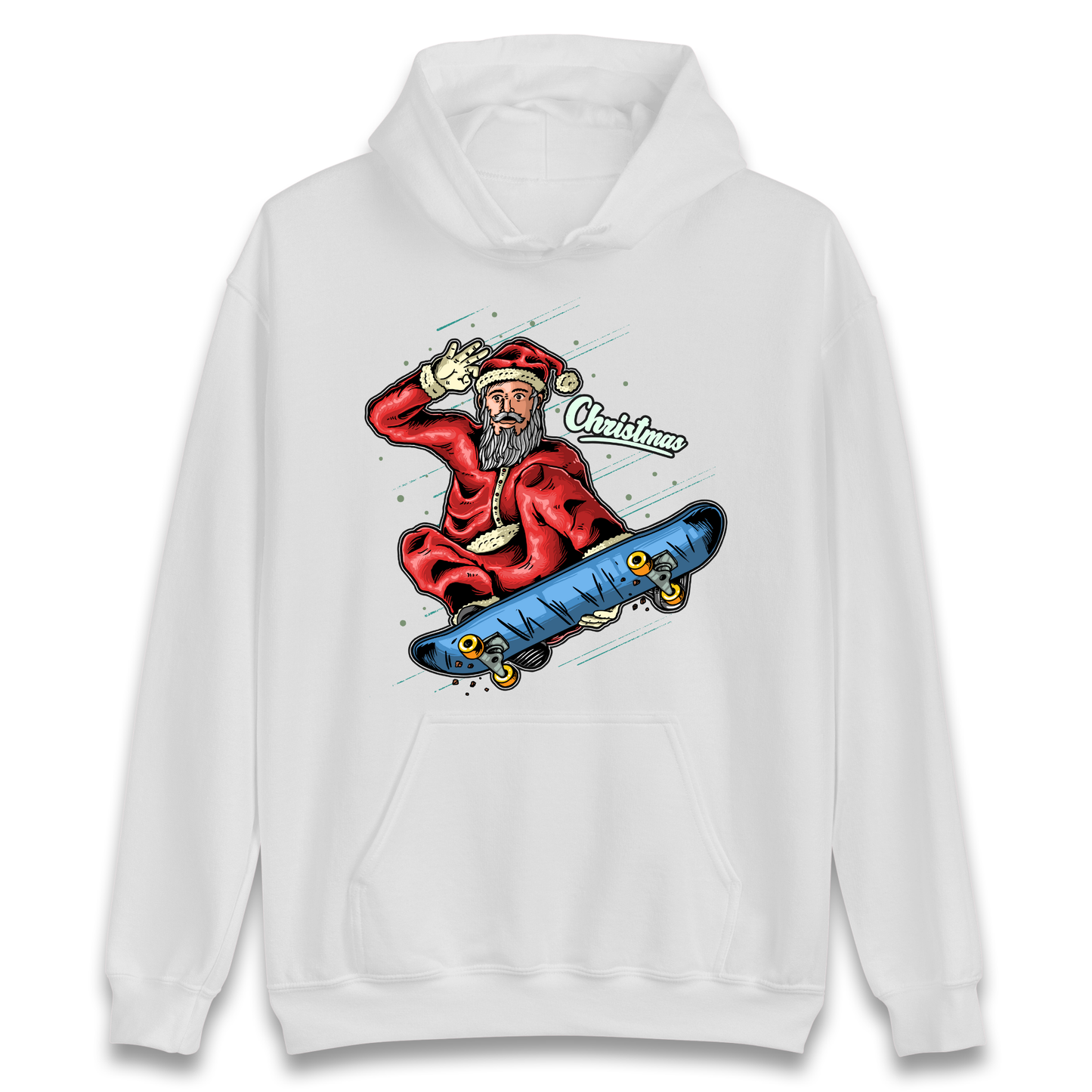 Santa Skateboarding Christmas Hoodie