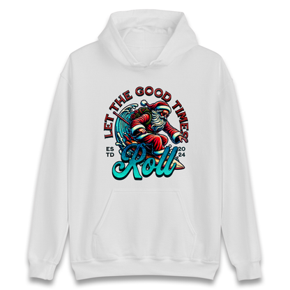 Santa Surfing Let The Good Times Roll Christmas Hoodie