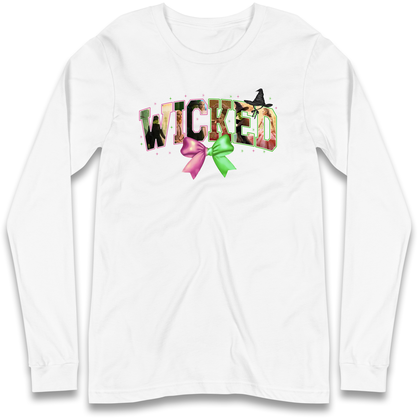 Wicked Pink and Green Bow Longsleeve T Shirt