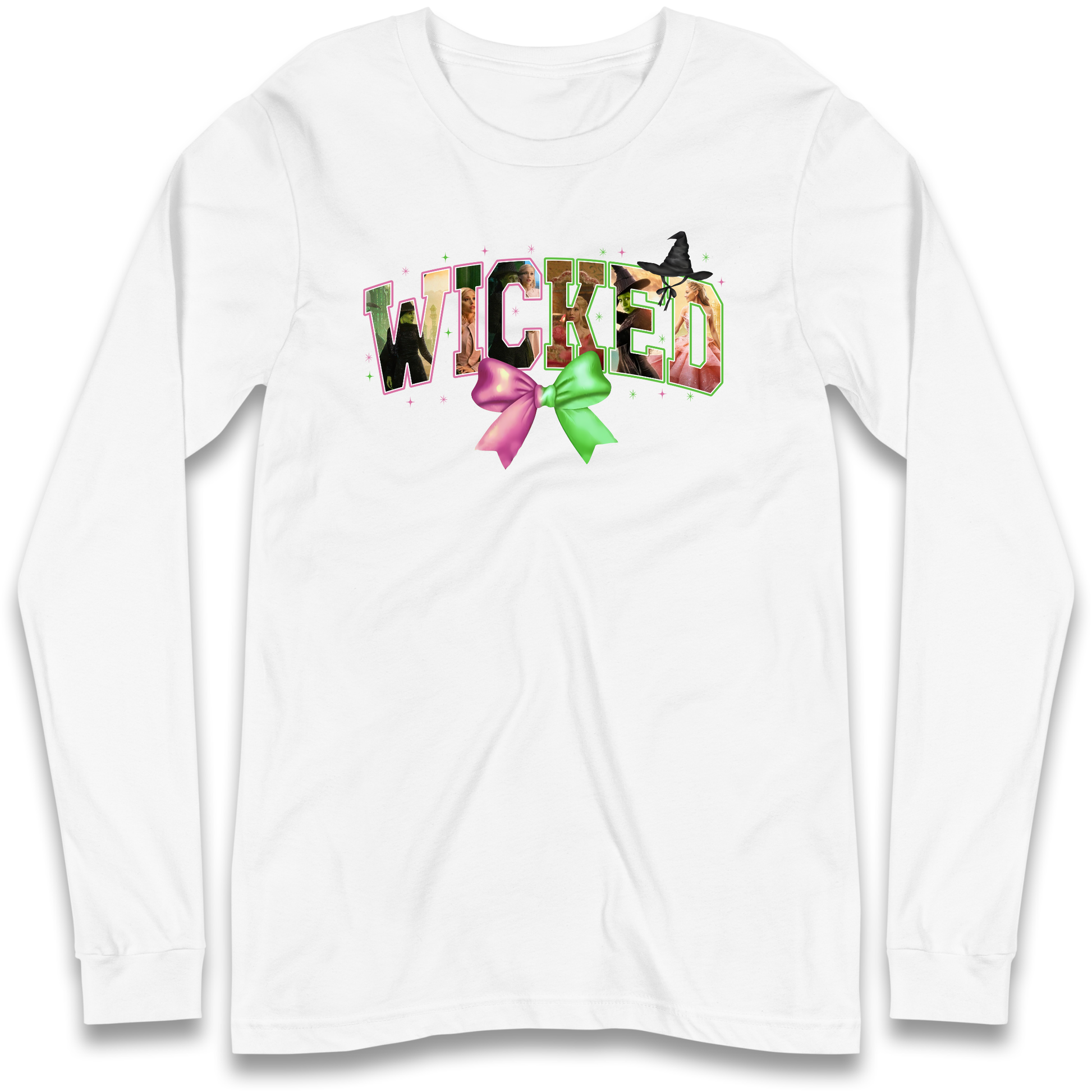 Wicked Pink and Green Bow Longsleeve T Shirt