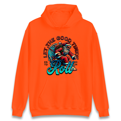 Santa Surfing Let The Good Times Roll Christmas Hoodie