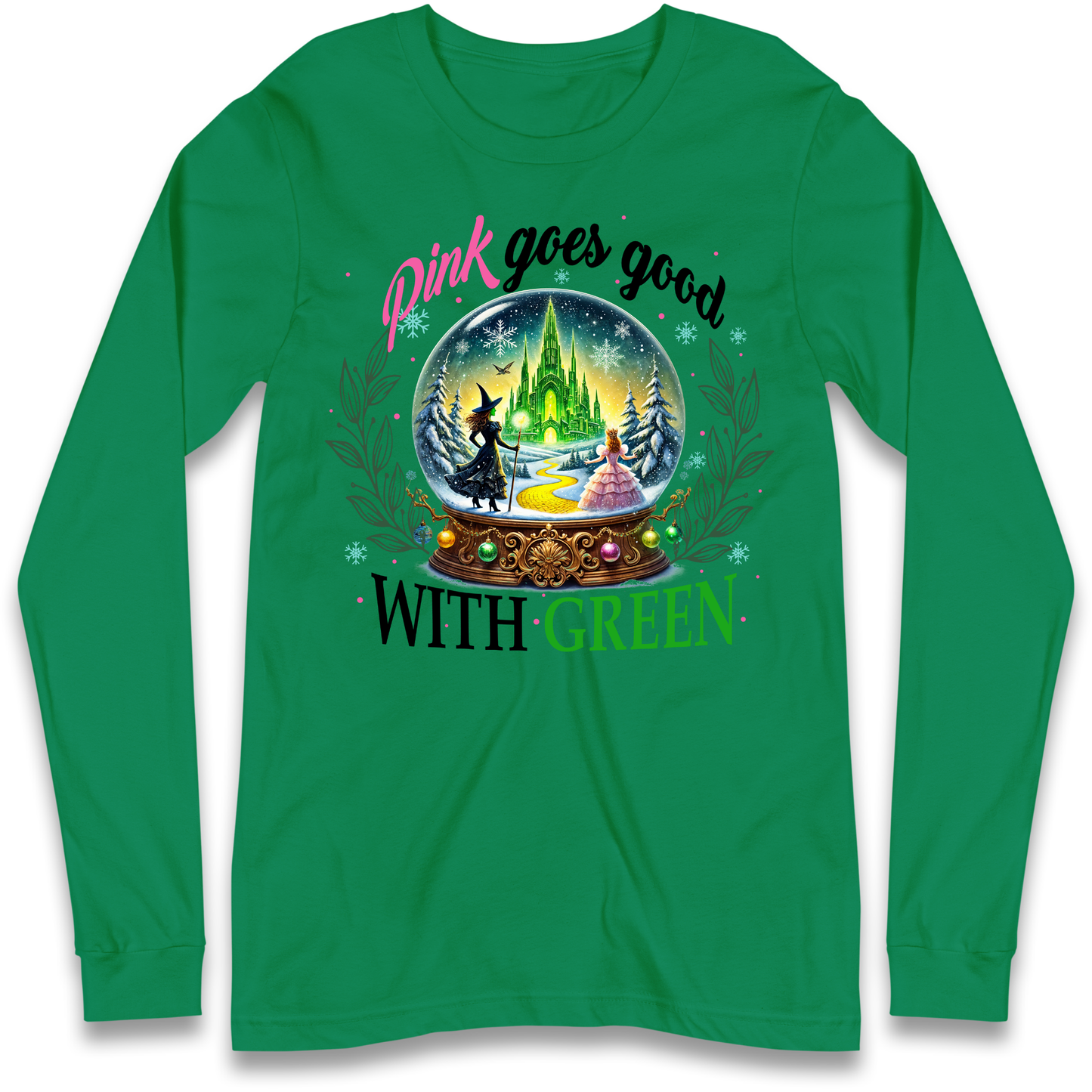 Wicked Pink Goes Good With Green Longsleeve Shirt 