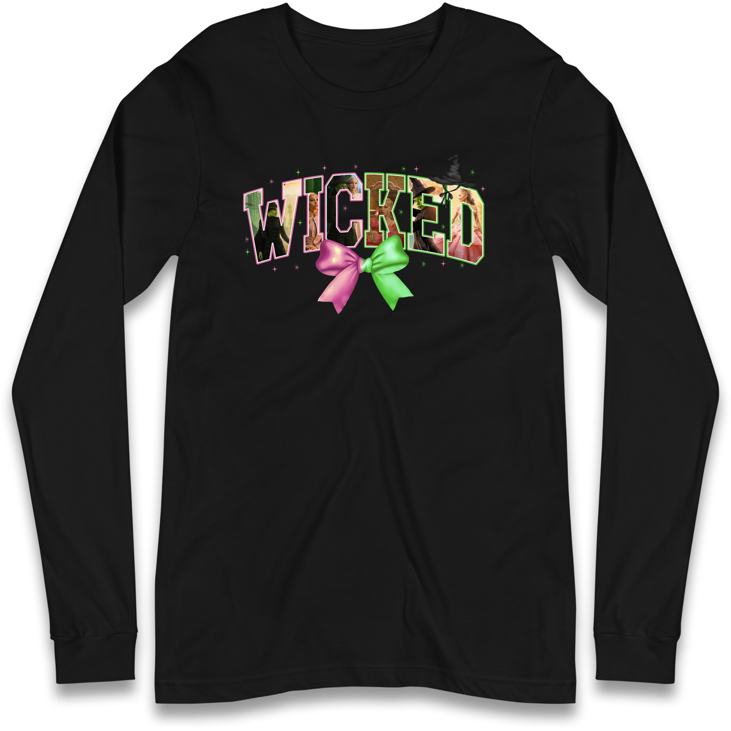 Wicked Pink and Green Bow Longsleeve T Shirt